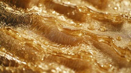 Obraz premium Detailed close up shows glistening golden liquid on a surface
