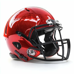Fototapeta premium Modern Red Football Helmet - Stylish Protective Gear for American Football Equipment Display