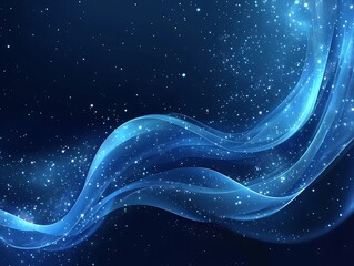 Blue swirls sparkling stars on a dark background