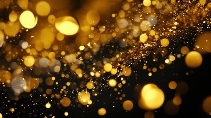 Golden illuminated bokeh effects sparkle against a dark background beautifully