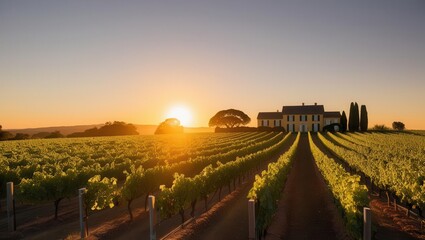 Fototapeta premium Sunset vineyard harvest celebration countryside estate photography natural setting scenic view