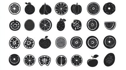 Citrus Fruits Icons Set