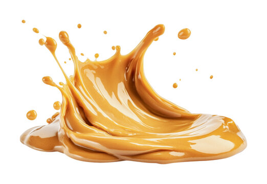 Creamy peanut butter splash captures delicious food concept for culinary presentation and recipe design, cut out