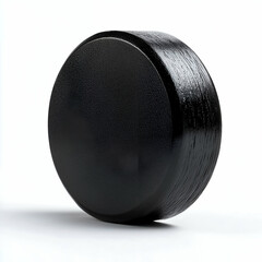 Black Round Hockey Puck on Ice: Essential Sports Equipment for Ice Hockey Game and Team Play