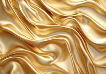 Obraz premium Delicate Golden Silk Fabric Texture with Soft Waves and Rich Luster for Elegant Backgrounds, Fashion, and Artistic Design Use