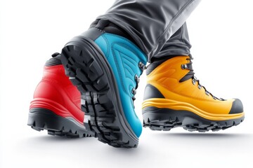 Colorful hiking boots showcasing vibrant design and sturdy construction for outdoor adventures