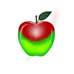 red apple with leaf
