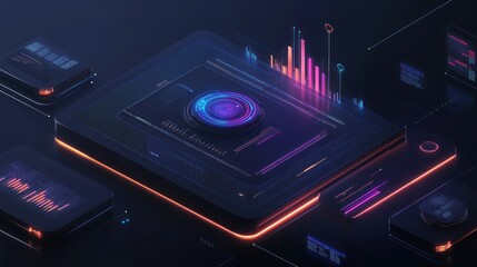 Obraz premium Futuristic Data Display with Technology Related Graphic Information