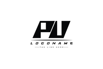 PU racer logo. Racing logo design for racing, driving and car or motorsport.