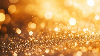 Brilliant golden lights with glittering particles sparkling in the background