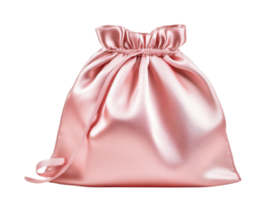 Elegant pink satin drawstring bag for special occasions and gifts, cut out