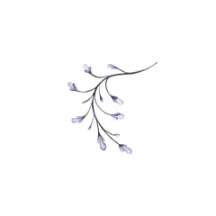 simple watercolor blue floral branch