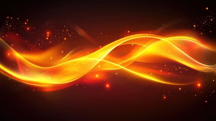 Obraz premium Glowing abstract waves with sparkling highlights in warm colors