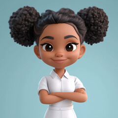 cute afro baby boss girl in gull body shoot smiling wearing Generative ai