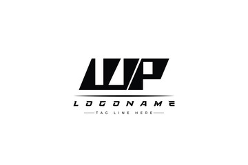 WP racer logo. Racing logo design for racing, driving and car or motorsport.