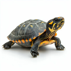 Colorful Turtle Portrait: Studio Close-Up of Exotic Reptile with Shell - Animal Wildlife & Biodiversity Conservation