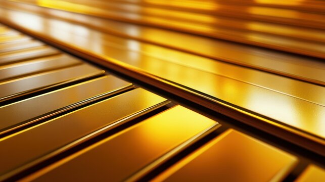 Golden Metal Rectangles Arranged In Multiple Parallel Lines
