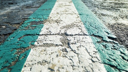 Detailed Close-Up of Weathered Dirty Road Marking Texture for Backgrounds and Design Projects