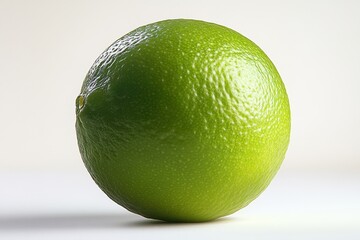 Single Fresh Lime on White Background