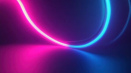 Fototapeta premium Bright neon colored lines curving and reflecting across surface space
