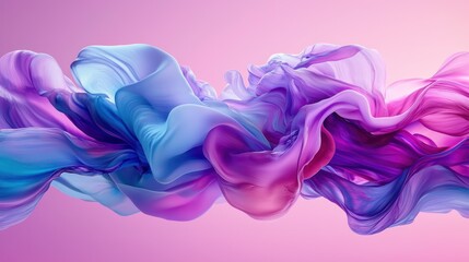 Fototapeta premium Abstract colorful fabric swirls, flowing design, pink background, elegant textile art, website banner