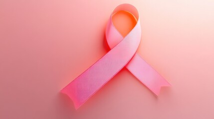 A pink ribbon lying on a pale pink colored background