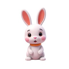 White rabbit with orange collar, 3d cover, 3d rendere, vector, 3d