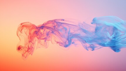 Swirling and colorful smoke is displayed on an ombre background