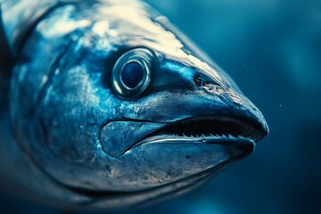 Close-up of a Tuna's Face Underwater