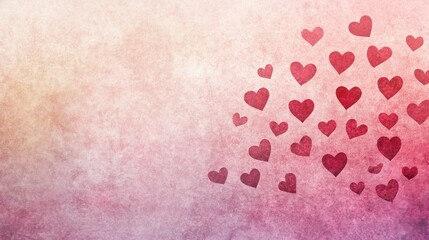 Several red hearts arranged on a soft color gradient background