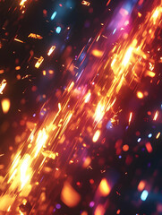 Abstract fiery sparks explosion in dark space