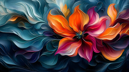 Abstract floral art in flowing colors