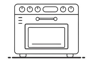 Obraz premium Oven Line Art Vector Illustration, Simple and Elegant Design