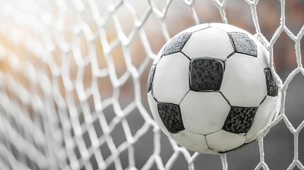 Fototapeta premium Soccer Ball in a Net with White Background 