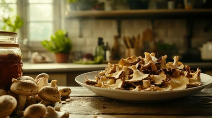 A Close-Up View of Appetizing Brown Mushrooms on a Dish