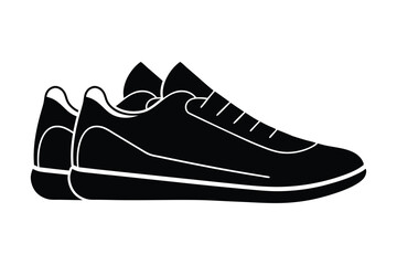 Silhouette of a pair of running sneakers vector art illustration.eps