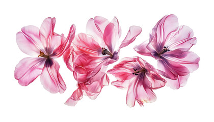 Fototapeta premium Delicate pink flowers with intricate textures suitable for decorative uses and floral arrangements, cut out