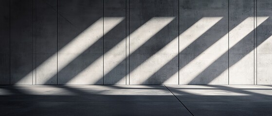Obraz premium Dramatic Shadows on Concrete Wall: An Empty Minimalist Interior Space