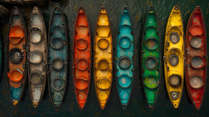 Colorful Canoes Dockside