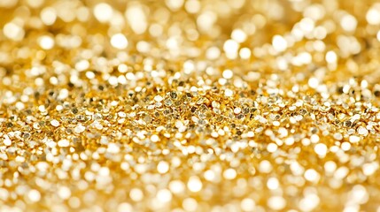 Shiny Gold Glitter Flakes Displayed With Blurred Bokeh Backgrounds