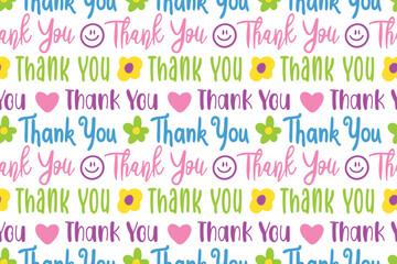 seamless repeating pattern with thank you lettering. vector illustration