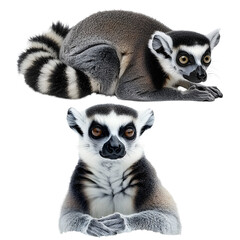 Ring-tailed lemur with baby in the wild