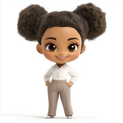 cute afro baby boss girl in gull body shoot smiling wearing Generative ai