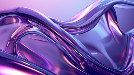 Fototapeta premium Abstract 3D wave, smooth glass-like curves, fluid motion, gradient blue and purple reflections, high-quality rendering.
