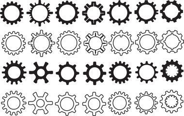 Mechanical Gear Shapes Industrial Sprocket Designs and Abstract Gearwheel Vector Collection