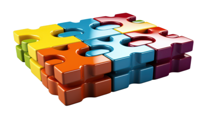 3D Puzzling isolated on transparent background, PNG