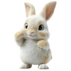 Obraz premium 3D Rabbit character isolated on transparent background, PNG