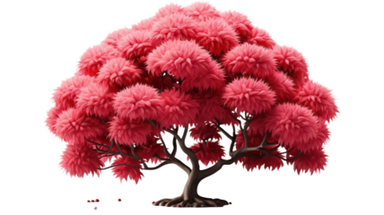 3D Rambutan Tree isolated on transparent background, PNG