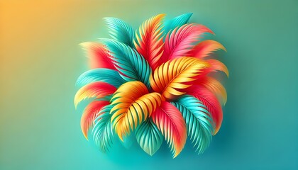A bright tropical gradient transitioning from turquoise to coral pink and golden yellow, creating a refreshing and energetic aesthetic