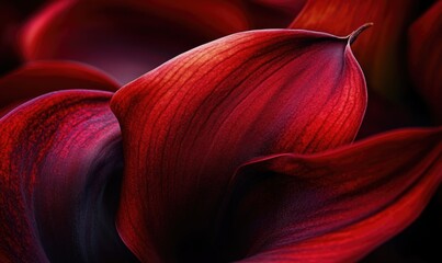 A close up of a red flower with a dark background